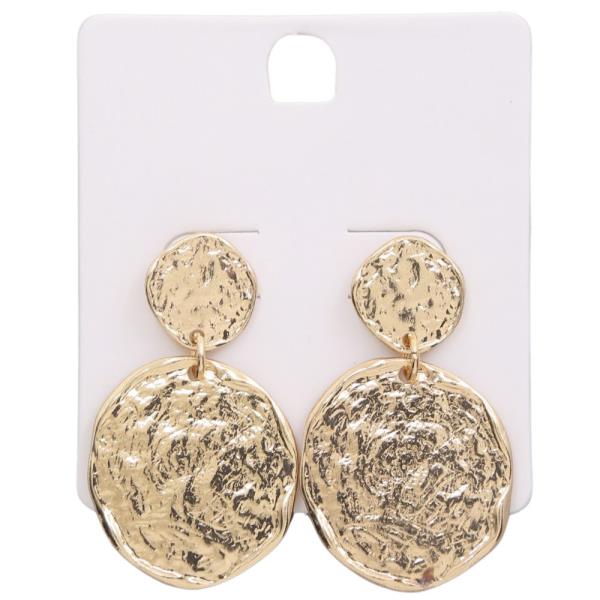 TWO TONE HAMMERED METAL LINK DANGLE EARRING