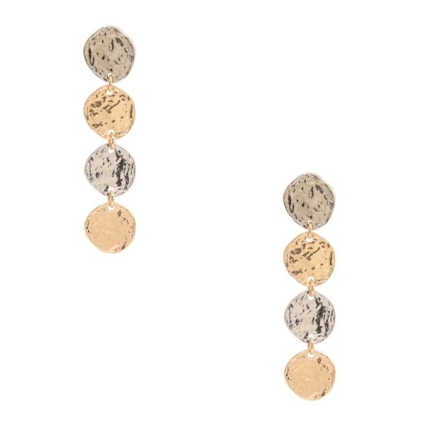 HAMMERED METAL COIN LINK DANGLE EARRING