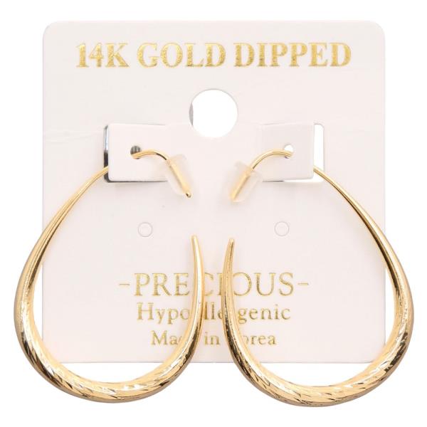 14K GOLD DIPPED TEARDROP SHAPE DANGLE EARRING