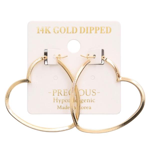 14K GOLD DIPPED HEART SHAPE HOOP EARRING