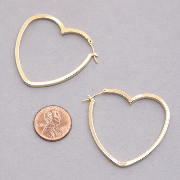 14K GOLD DIPPED HEART SHAPE HOOP EARRING
