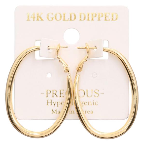 14K GOLD DIPPED OVAL SHAPE HOOP EARRING