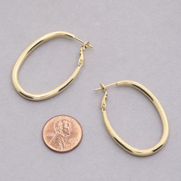 14K GOLD DIPPED OVAL SHAPE HOOP EARRING