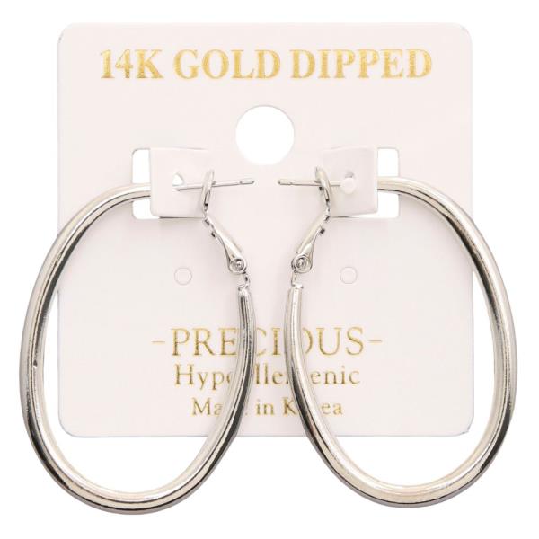 14K GOLD DIPPED OVAL SHAPE HOOP EARRING