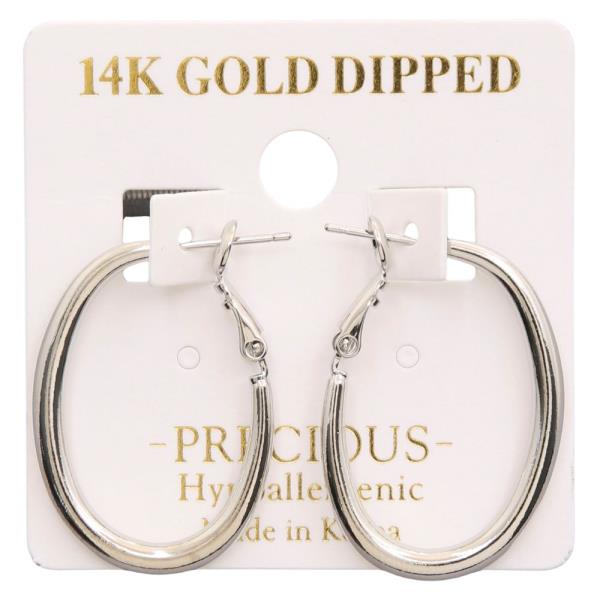 14K GOLD DIPPED OVAL SHAPE HOOP EARRING