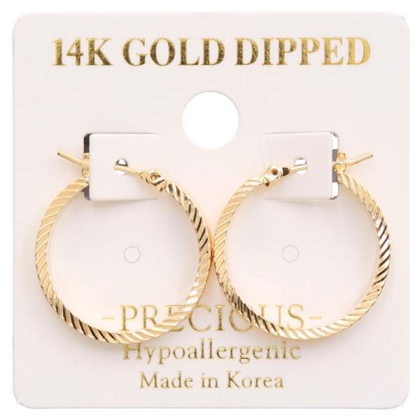 14K GOLD DIPPED LINED HOOP EARRING