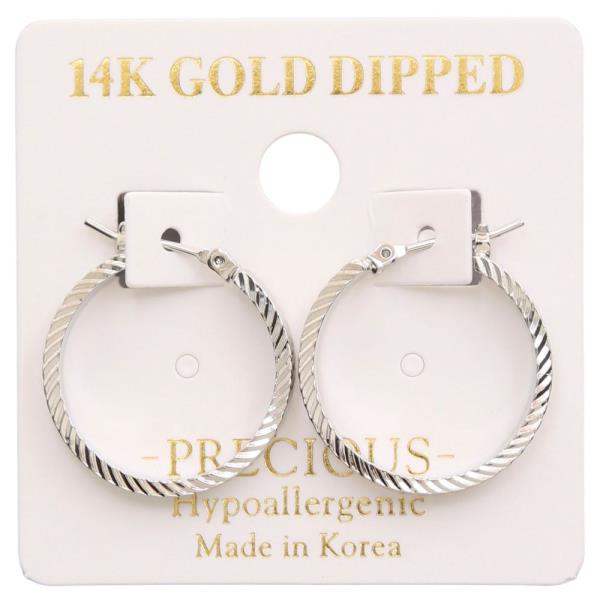 14K GOLD DIPPED LINED HOOP EARRING