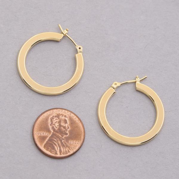 14K GOLD DIPPED FLAT HOOP METAL EARRING