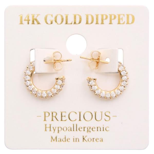 14K GOLD DIPPED RHINESTONE MINI HOOP EARRING