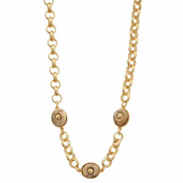 SODAJO GOLD DIPPED MARBLING STONE STATION NECKLACE