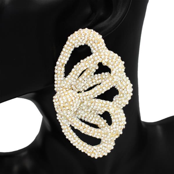 FAUX PEARL OVERSIZED ABSTRACT OPEN CUT STATEMENT EARRING