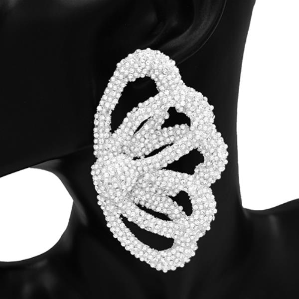 FAUX PEARL OVERSIZED ABSTRACT OPEN CUT STATEMENT EARRING