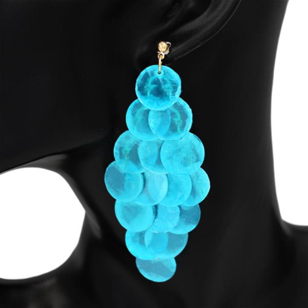 LIGHTWEIGHT DISCO ROUND SHELL DANGLE EARRING