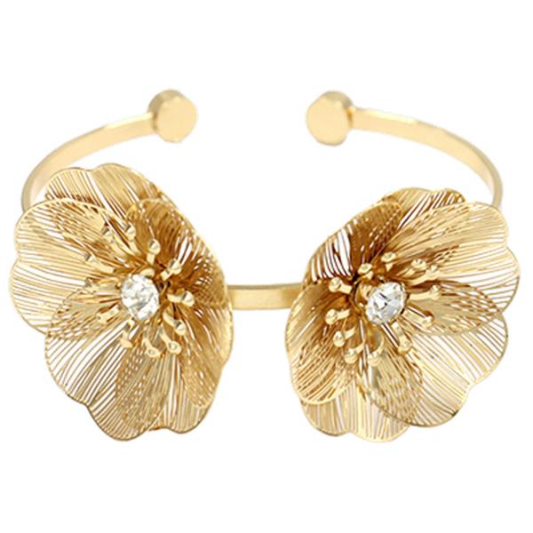 METAL FLOWER CUFF BRACELET