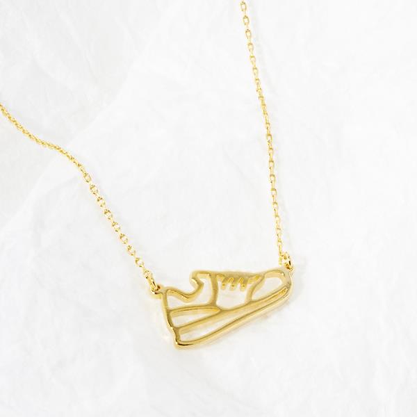 18K GOLD RHODIUM STAY GROUNDED SNEAKER PENDANT NECKLACE
