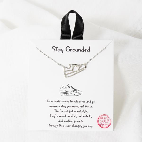 18K GOLD RHODIUM STAY GROUNDED SNEAKER PENDANT NECKLACE