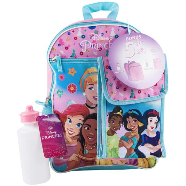 DISNEY PRINCESS 5 PIECE BACKPACK SET