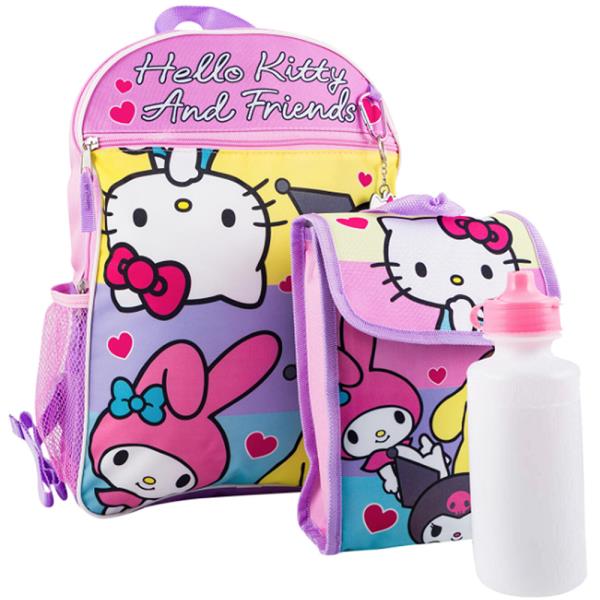 HELLO KITTY AND FRIENDS 5 PIECE BACKPACK SET