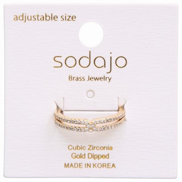 SODAJO GOLD DIPPED CZ CUFF ADJUSTABLE RING