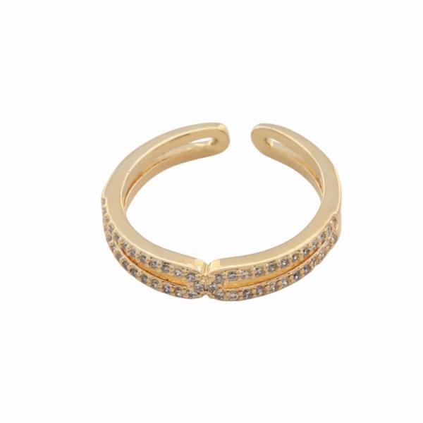 SODAJO GOLD DIPPED CZ CUFF ADJUSTABLE RING