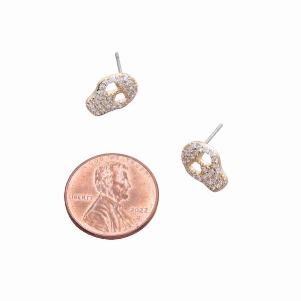 SODAJO GOLD DIPPED SKULL SKELETON CZ EARRING
