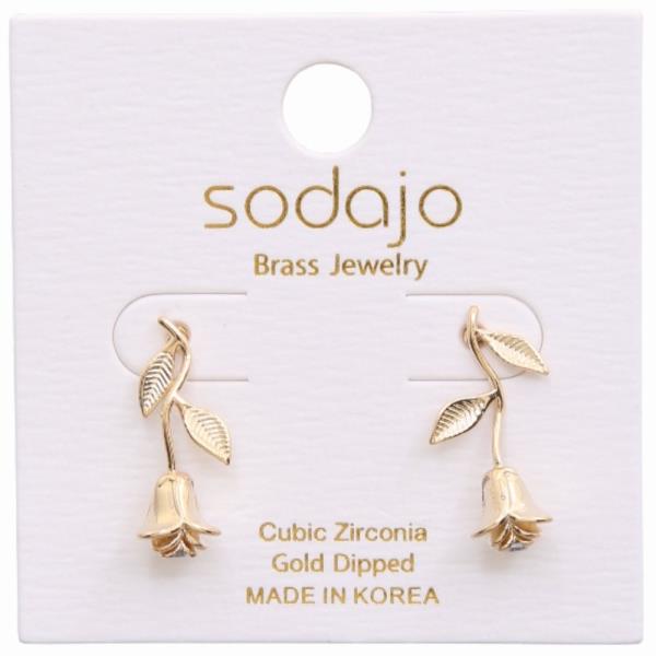 SODAJO GOLD DIPPED ROSE CZ EARRING