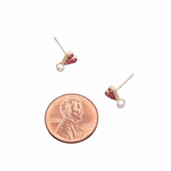 SODAJO GOLD DIPPED HEART CZ PEARL EARRING