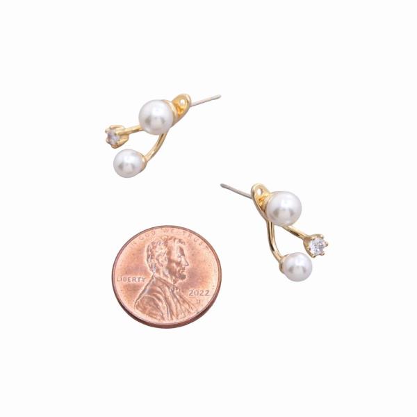 SODAJO GOLD DIPPED PEARL CZ EARRING