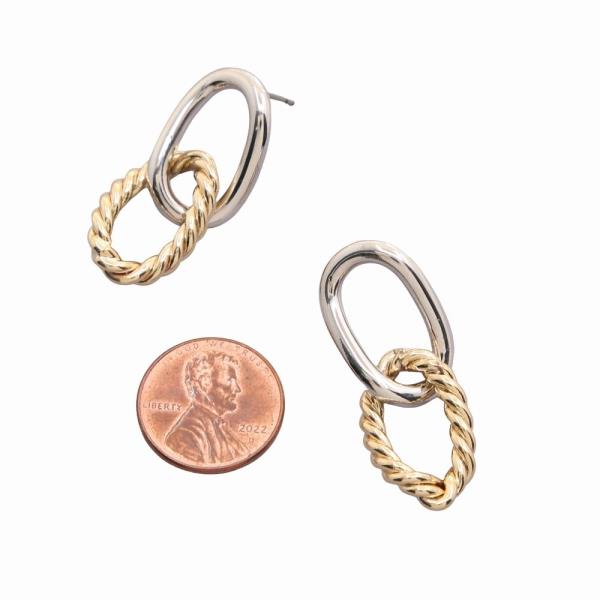 SODAJO GOLD DIPPED TWO TONE OVAL LINK EARRING
