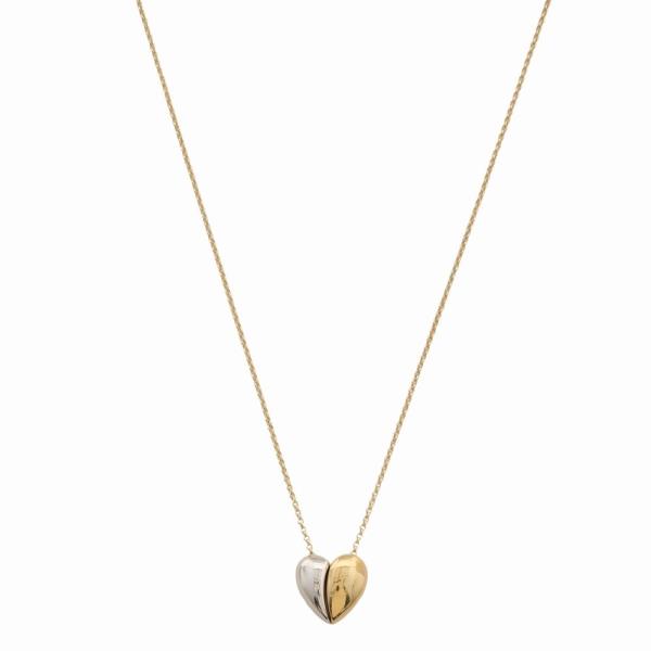 SODAJO GOLD DIPPED TWO TONE HEART PENDANT NECKLACE