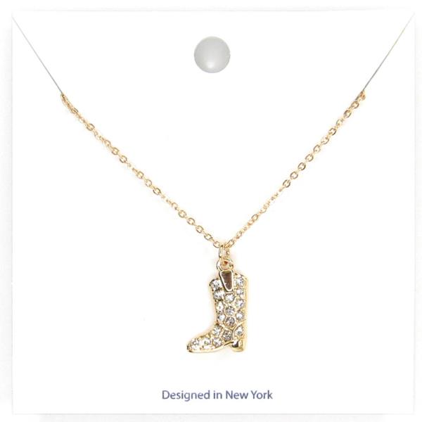 WESTERN RHINESTONE BOOT PENDANT NECKLACE EARRING SET