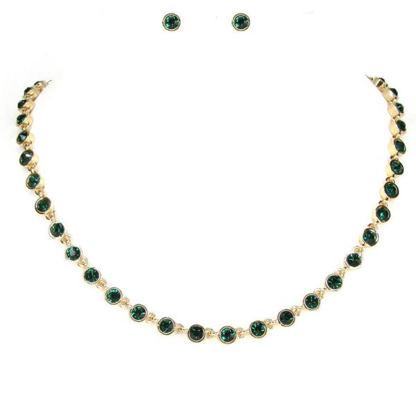 RHINESTONE TENNIS NECKLACE EARRING SET
