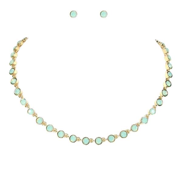 RHINESTONE TENNIS NECKLACE EARRING SET