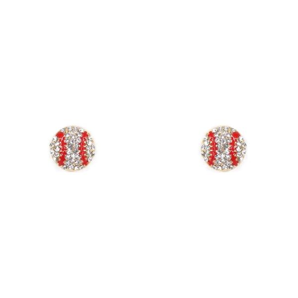 RHINESTONE BASEBALL STUD EARRING