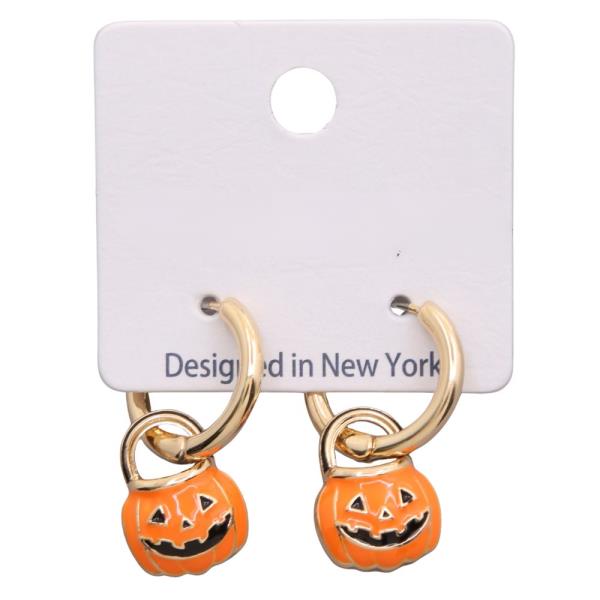 PUMPKIN HALLOWEEN HOOP DANGLE EARRING
