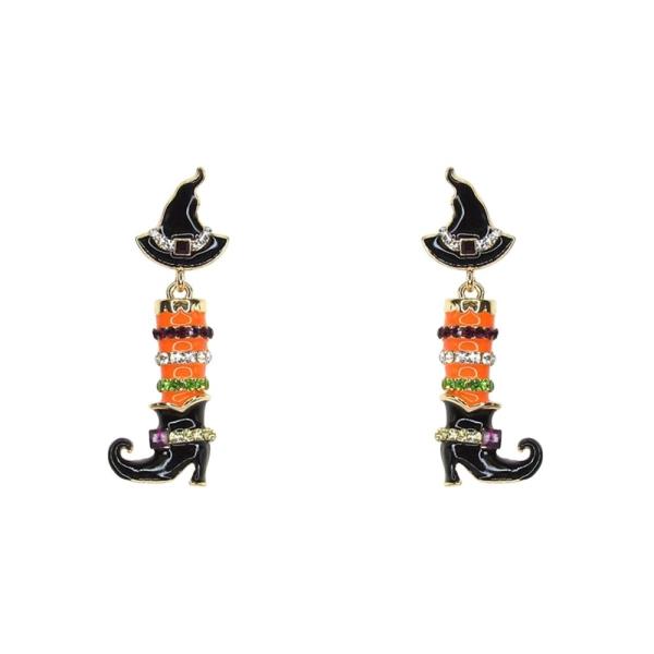 HALLOWEEN WICH SHOE AND HAT DANGLE EARRING
