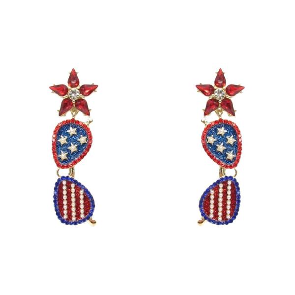 RED WHITE BLUE SUNGLASS DANGLE EARRING
