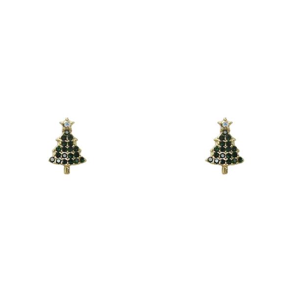 RHINESTONE CHRISTMAS TREE STUD EARRING
