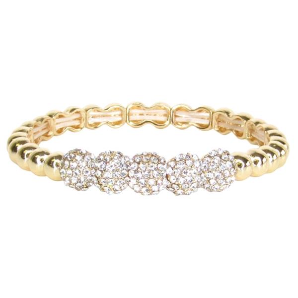 RHINESTONE BALL METAL STRETCH BRACELET