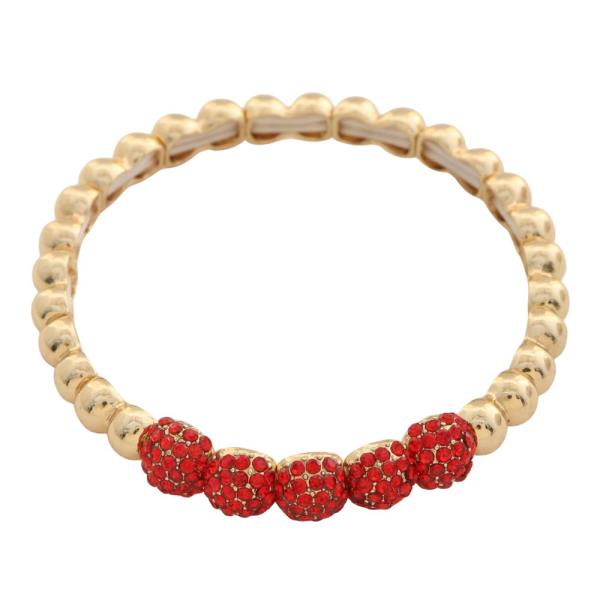RHINESTONE BALL METAL STRETCH BRACELET