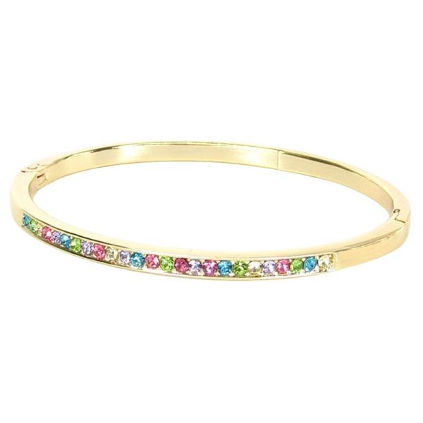 RHINESTONE HINGED METAL BANGLE BRACELET