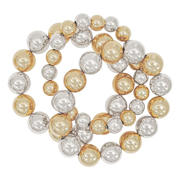 3 SET METAL BALL 10 & 15MM MIXED STRETCH BRACELET
