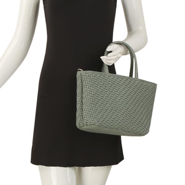 SMOOTH WOVEN DESIGN HANDLE TOTE BAG