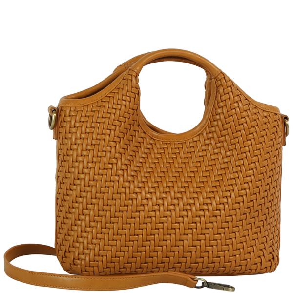 SMOOTH SHAPED WOVEN HANDLE TOTE BAG