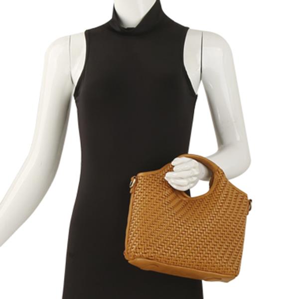 SMOOTH SHAPED WOVEN HANDLE TOTE BAG