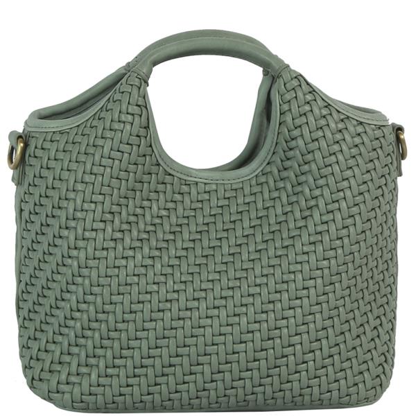 SMOOTH SHAPED WOVEN HANDLE TOTE BAG