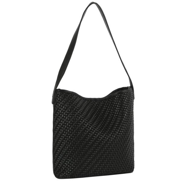 SMOOTH WOVEN SHOULDER HOBO BAG