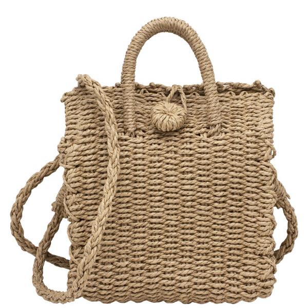 STRAW HANDLE SATCHEL BAG