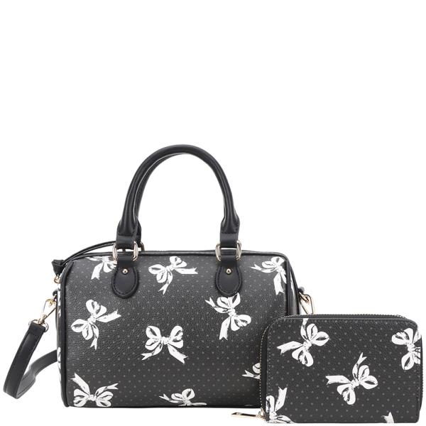 2IN1 PRINTED HANDLE SATCHEL W WALLET SET