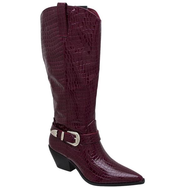 TEXTURED BUCKLE HEEL BOOTS 12 PAIRS